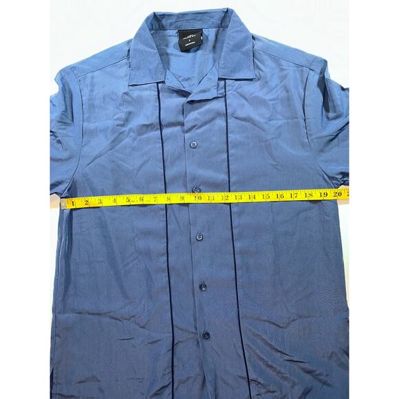 Milano Bay Original Retro Men Size Small 90s Blue Short Sleeve Button Down Shirt - Picture 3 of 8